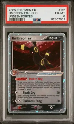 2005 POKEMON EX UNSEEN FORCES #112 UMBREON EX-HOLO PSA 6 - Image 1