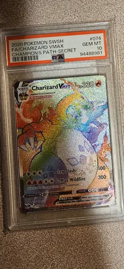 2020 Pokemon Charizard VMAX Champion's Path Secret PSA 10 Gem Mint - Image 1