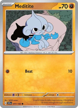Meditite 77/142 Common | Stellar Crown | Pokemon Card - Image 1
