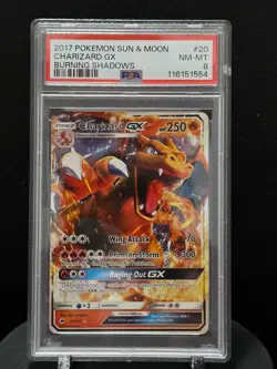 2017 Pokemon Sun & Moon Burning Shadows Charizard GX Holo #20/147 PSA 8 - Image 1