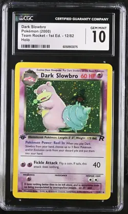 CGC 10 GEM MINT Dark Slowbro Team Rocket 1st Edition 12/82 Holo Pokemon Card - Image 1