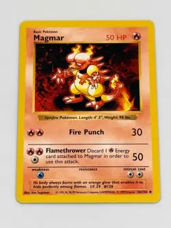 Shadowless Magmar Pokemon Card Base Set 1999 WOTC - Image 1