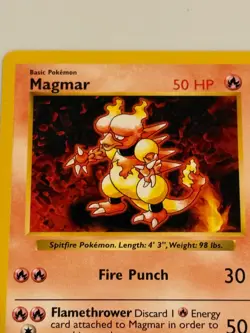Shadowless Magmar Pokemon Card Base Set 1999 WOTC - Image 2