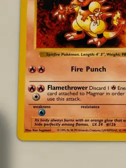 Shadowless Magmar Pokemon Card Base Set 1999 WOTC - Image 3