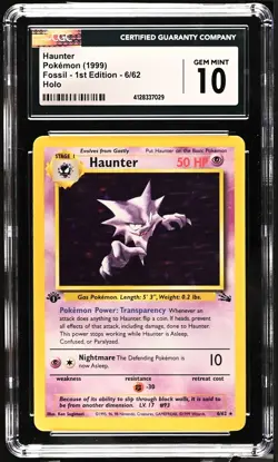 Haunter 6/62 1st Edition Holo Pokemon Fossil CGC 10 Gem Mint - Image 1