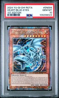 2024 Yu-Gi-Oh! Heart of the Blue-Eyes ROTA-EN004 Quarter Century Rare PSA 10 GEM - Image 1