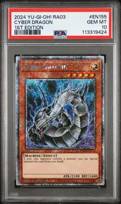 2024 PSA 10 YUGIOH RA03 BONANZA PLATINUM SECRET RARE CYBER DRAGON 💎 - Image 1
