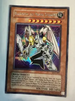 YuGiOh Valkyrion The Magna Warrior SDD-001 Prismatic Foil Secret Rare 1996 NM - Image 1