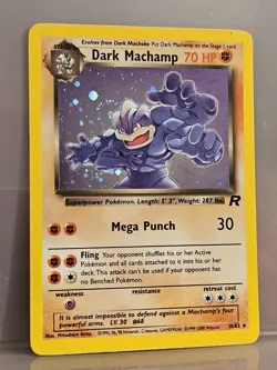 Dark Machamp Holo Swirl Pokemon Card Team Rocket 10/82 Tcg Vintage Rare NM 2000 - Image 1