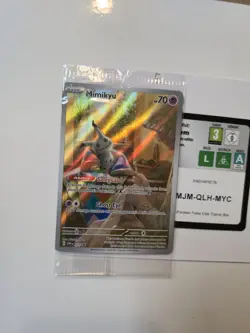Pokemon Mimikyu SVP 075 Paldean Fates ETB Promo Card [SEALED] & Toploader & TCGo - Image 2