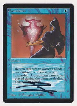 Signed Unsummon MP Beta (Limited Edition) Artist Douglas Shuler 1993 MTG Magic! - Image 1