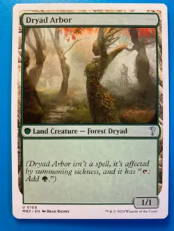 MTG 1x WHITE BORDER Dryad Arbor 108 Mystery Booster 2 Magic the Gathering x1 NM - Image 1