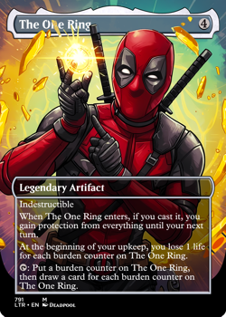 The One Ring Deadpool Foil Custom sticker MTG Marvel - Image 1