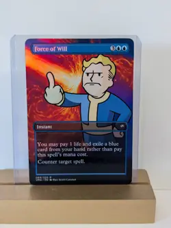 Force of Will Fallout Foil Custom sticker on bulk MTG Commander - Image 1