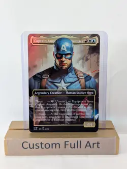 Captain America, First Avenger Foil Custom sticker on bulk MTG Commander Marvel - Image 1