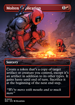 Molten Duplication Deadpool Foil Custom sticker on bulk MTG Commander Marvel - Image 1