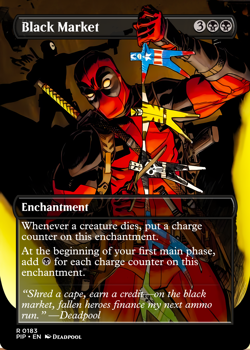 Black Market - Deadpool Foil Custom sticker MTG Marvel Commander - Image 1