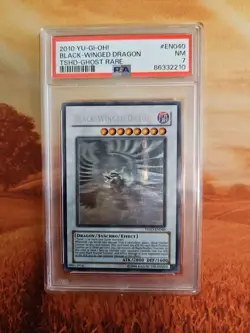 YUGIOH Black Winged Dragon Ghost Rare Unlimited TSHD-EN040 PSA 7 - Image 1