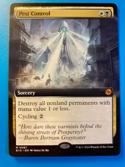 MTG 1x EXTENDED ART Pest Control 87 Outlaws of Thunder Junction Magic the x1 NM - Image 1