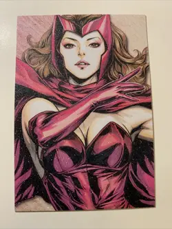 Scarlet Witch Wanda Avenger Sexy Goddess Anime Doujin Sketch Art Card Girl Waifu - Image 1