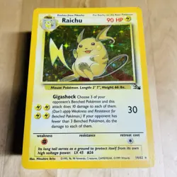 Vintage 1999 Raichu 14/62 Fossil Holo Rare LP English Pokemon TCG WOTC Card - Image 3