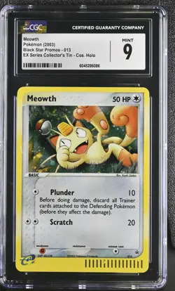 CGC 9 MINT Meowth 2003 Black Star Promos 013 Holo Pokemon Card psa - Image 1