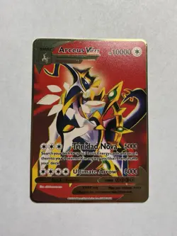 NEW Red Arceus Vmax HP10000 Pokemon Gold Metal Fan Art Display Card M/NM - Image 1