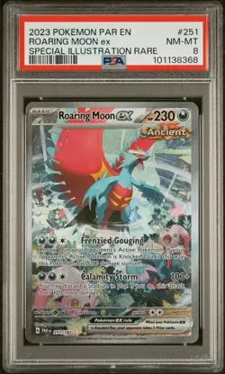 2023 POKEMON PAR EN-PARADOX RIFT SPECIAL ILLUSTRATION RARE ROARING MOON EX PSA 8 - Image 1
