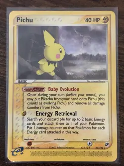 Vintage Rare 2003 Pichu 20/100 Sandstorm E-Reader Series Non-Holo Pokemon Card - Image 1
