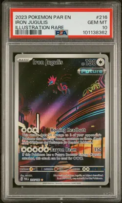 2023 POKEMON PAR EN-PARADOX RIFT ILLUSTRATION RARE #216 IRON JUGULIS PSA 10 - Image 1