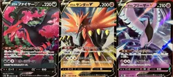 set of 3 authentic Pokemon Card Japanese Galarian Moltres V Zapdos Articuno - Image 1