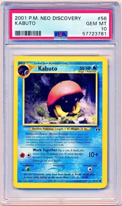 2001 Pokemon Neo Discovery Kabuto Unlimited #56 PSA 10 - POP 13 - Image 1