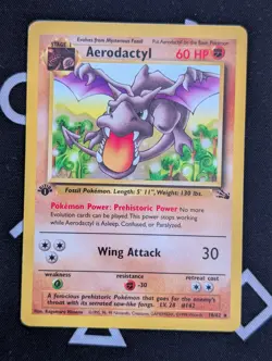 Aerodactyl - 16/62 - 1999 Non-Holo Rare 1st Edition Fossil Pokemon Card LP - Image 1