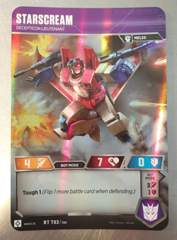 Transformers LARGE Trading Card Game Starscream RT T03/T04 Decepticon Lieutenant - Image 1