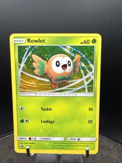 Rowlet SM22 Sun & Moon Black Star Promo Cosmos Holo Pokemon Card - Image 2