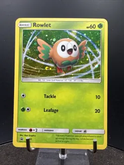 Rowlet SM22 Sun & Moon Black Star Promo Cosmos Holo Pokemon Card - Image 3