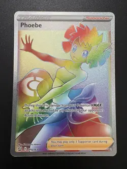 Phoebe Rainbow Secret Rare 175/163 Battle Styles Pokemon Card - NM - Image 1