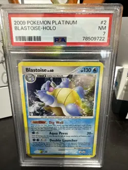 2009 Blastoise #2 Holo Platinum Base PSA 7 Pokemon Card NM - Image 1