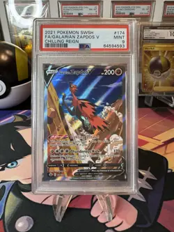 Alt Art Galarian Zapdos V, Moltres V, Articuno V Chilling Reign Pokemon PSA 9 - Image 4