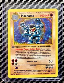 1999 Pokemon TCG- Machamp #8/102 (Shadowless) 1st Edition Holo MP - Image 1