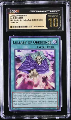 CGC 10 Pristine Lullaby of Obedience KC01-EN044 Yu-gi-oh! 2024 25th Anniversary - Image 1