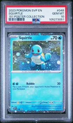 POKEMON SQUIRTLE HOLO 48 BLACK STAR PROMO 151 POSTER PSA 10 GEM MINT #048 - Image 1