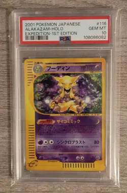 PSA 10 GEM MINT Alakazam Holo #116 Pokemon Japanese Expedition - Image 1