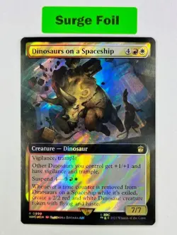 1x MTG Dinosaurs on a Spaceship (Extended Art Surge Foil) UB:Doctor Who -NM #999 - Image 1