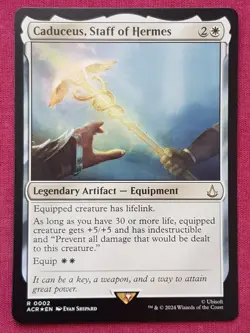 Magic The Gathering ASSASSIN'S CREED FOIL CADUCEUS STAFF OF HERMES card MTG - Image 1
