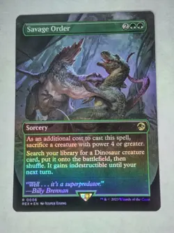 MTG Savage Order FOIL Borderless - REX / 0006 - LP Condition - Image 1