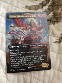 MTG Alesha, Who Laughs at Fate (Borderless) Near Mint, Foundations - Image 1