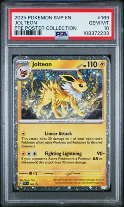 PSA 10 Jolteon SVP 169 Prismatic Evolutions Poster Collection Cosmo Holo Swirl - Image 1