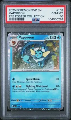 2025 POKEMON SVP EN-SV BLACK STAR PROMO #168 VAPOREON PSA 10 - Image 1