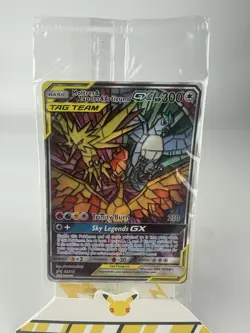 Sealed Pokemon Tag Team Moltres Zapdos Articuno GX SM210 Hidden Fates StainGlass - Image 1